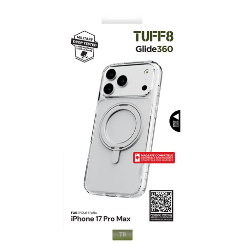 TUFF8 Glide 360 Fitted Hard Shell Case with MagSafe for iPhone 17 Pro Max - Clear