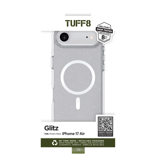 TUFF8 Glitz Fitted Hard Shell Case with MagSafe for iPhone Air - Glitter/Clear