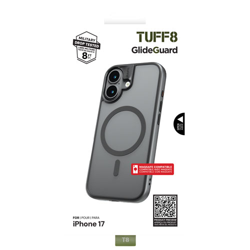Étui souple ajusté GlideGuard de TUFF8 avec MagSafe pour iPhone 17 - Noir fumé