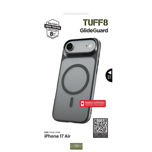 TUFF8 GlideGuard Fitted Soft Shell Case with MagSafe for iPhone Air - Smoke Black