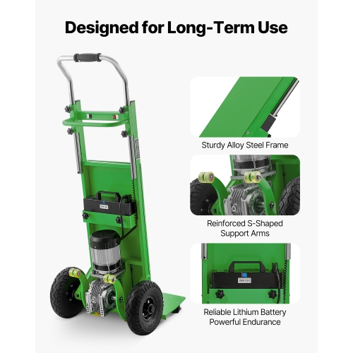 VEVOR 880lbs Electric Stair Climbing Dolly, Electric Stair Climbing Hand Trucks with 157.5in Rope & Extendable Handle, Heavy Duty Stair Climber for