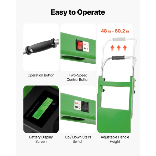 VEVOR 880lbs Electric Stair Climbing Dolly, Electric Stair Climbing Hand Trucks with 157.5in Rope & Extendable Handle, Heavy Duty Stair Climber for