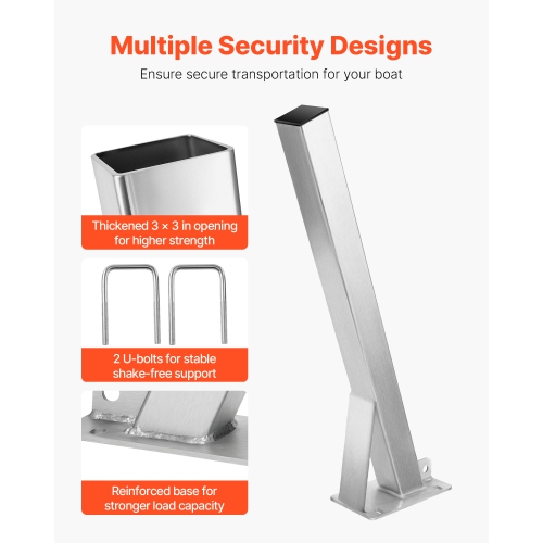 VEVOR Boat Trailer Winch Stand, 3 x 3 x 34-inch Winch Posts, Boat Winch Mount with U-Bolts for 3 Inches W x 3-4 Inches H Trailer Tongue, Galvanized,