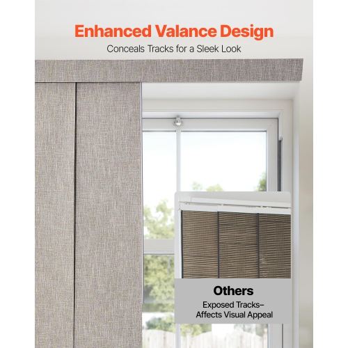 VEVOR 45.8 in to 86 in W Panel Track Blinds, Trimmable Panel Curtains Up to 96 in H, Vertical Blackout Panel Blinds for Sliding Doors, Patio Doors,