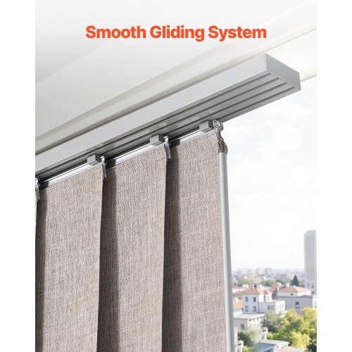 VEVOR 45.8 in to 86 in W Panel Track Blinds, Trimmable Panel Curtains Up to 96 in H, Vertical Blackout Panel Blinds for Sliding Doors, Patio Doors,