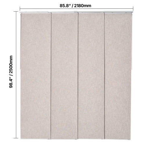 VEVOR 45.8 in to 86 in W Panel Track Blinds, Trimmable Panel Curtains Up to 96 in H, Vertical Blackout Panel Blinds for Sliding Doors, Patio Doors,