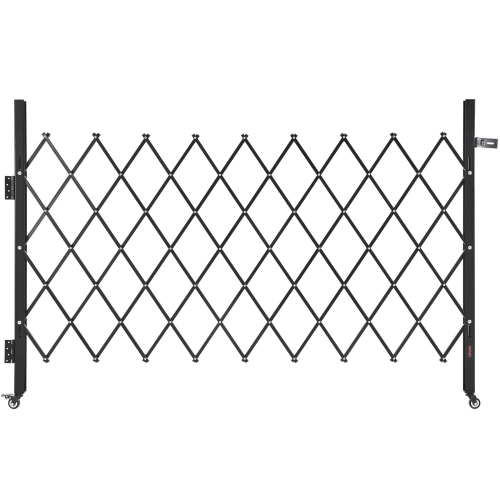 VEVOR  74.80 X 51.57 In Single Folding Security Gate, Lockable Scissor Gate w 360° Swivel Casters, Outdoor Barricade Steel Retractable Gates, For