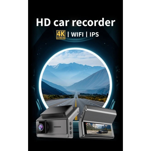 4K+1080P 2 Channel Dash Cam Wide Angle for Cars Front and Rear 128GB SD Card Included with Loop Recording, Wifi App, G-Sensor & 24/7 Parking Monitor