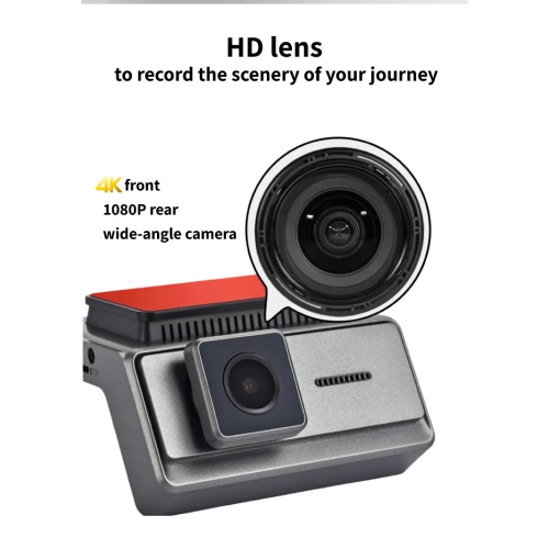 4K+1080P 2 Channel Dash Cam Wide Angle for Cars Front and Rear 128GB SD Card Included with Loop Recording, Wifi App, G-Sensor & 24/7 Parking Monitor