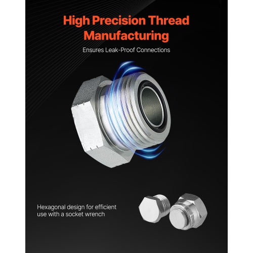 VEVOR 64 PCS DIN Hydraulic Fittings, Heavy Duty Master Industrial Hydraulic Cap and Plug, Hose Tube and Pipe Fitting Kit, Cap and Plug Kit, Dash