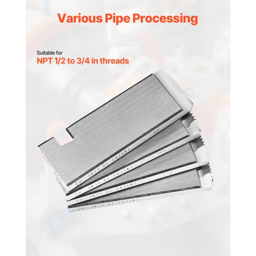 Matrices pour machine à enfiler VEVOR, 4 paquets, attaches pour tuyaux NPT 1/2"-3/4, attaches pour tuyaux HSS droitiers, têtes de dé universelles