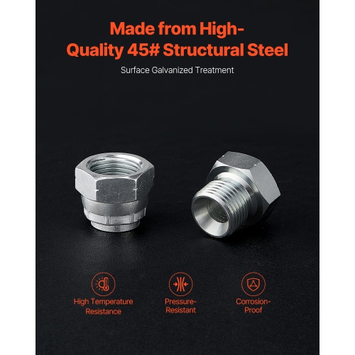 VEVOR 64 PCS BSPP Hydraulic Fittings, Hydraulic Cap and Plug Kit with Precision Threading, Galvanized Steel Heavy Duty Hydraulic Fitting Adapter Kit,