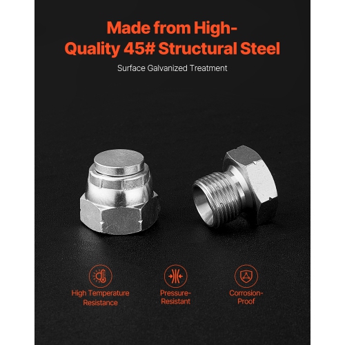 VEVOR 72 PCS ORFS Hydraulic Fittings, O Ring Face Seal Fitting Kit, Hydraulic Hose Tube and Pipe Fittings,Cap and Plug Set for Hydraulics,O Ring