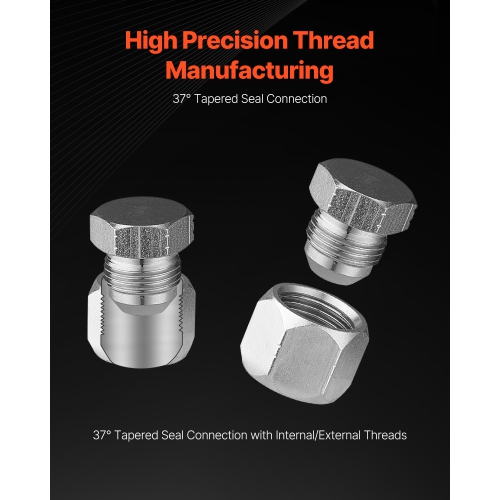 VEVOR 72 PCS JIC Hydraulic Fittings, Master Industrial Hydraulic Cap and Plug, Hose Tube and Pipe Fitting Kit Cap and Plug Kit Precision Threading in