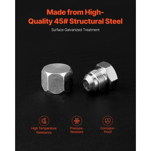 VEVOR 72 PCS JIC Hydraulic Fittings, Master Industrial Hydraulic Cap and Plug, Hose Tube and Pipe Fitting Kit Cap and Plug Kit Precision Threading in