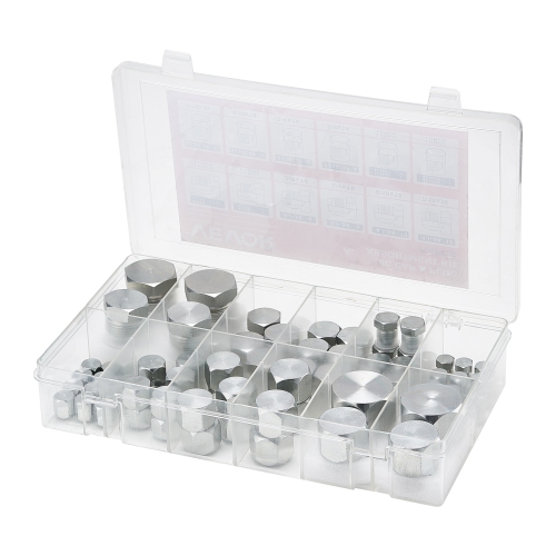 VEVOR 72 PCS JIC Hydraulic Fittings, Master Industrial Hydraulic Cap and Plug, Hose Tube and Pipe Fitting Kit Cap and Plug Kit Precision Threading in