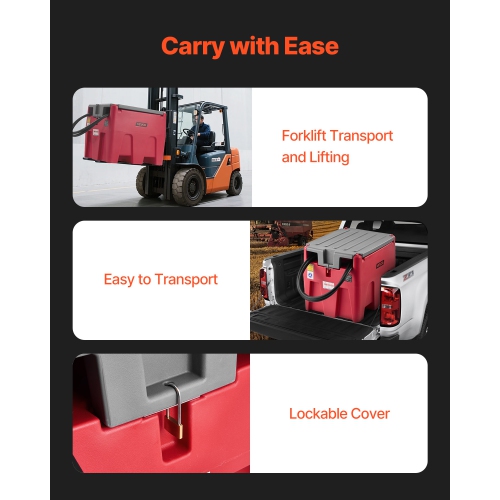 VEVOR 58 Gallon Portable Diesel & Gasoline Tank, 10 GPM Flow Rate, Diesel Fuel Tank with 12V Electric Transfer Pump, 13.1ft Hose, Auto Fueling