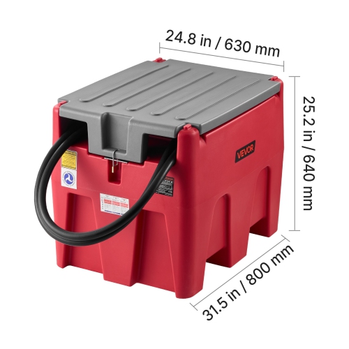 VEVOR 58 Gallon Portable Diesel & Gasoline Tank, 10 GPM Flow Rate, Diesel Fuel Tank with 12V Electric Transfer Pump, 13.1ft Hose, Auto Fueling