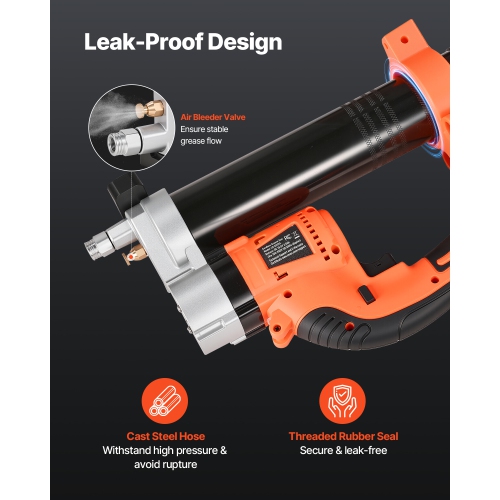 VEVOR 20V Cordless Grease Gun, 8000 PSI Max Pressure, Electric Grease Gun with 2.0 Ah Battery & LED Light, 30-inch Long Hose & Carrying Case,