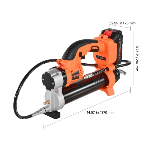 VEVOR 20V Cordless Grease Gun, 8000 PSI Max Pressure, Electric Grease Gun with 2.0 Ah Battery & LED Light, 30-inch Long Hose & Carrying Case,
