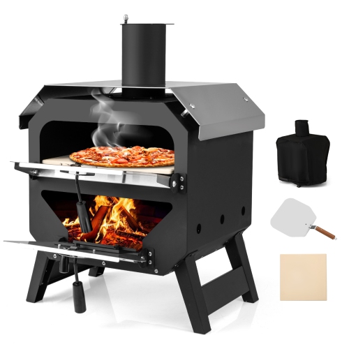Gymax 12'' Outdoor Pizza Oven w/ Pizza Stone Pizza Peel & Oxford Cloth Cover