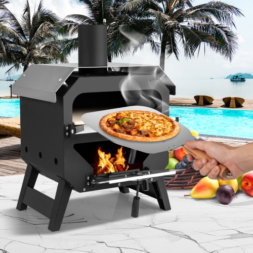 Gymax 12'' Outdoor Pizza Oven w/ Pizza Stone Pizza Peel & Oxford Cloth Cover