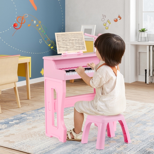 Gymax 37-Key Music Piano Keyboard Kids Learning Toy Instrument w/ Microphone Pink