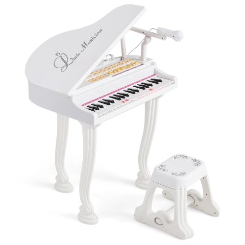 Gymax 37 Keys Kids Piano Keyboard Toy Toddler Musical Instrument w/ Stool & Microphone