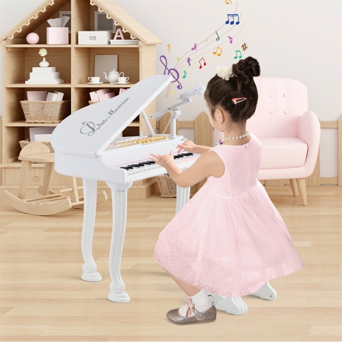 Gymax 37 Keys Kids Piano Keyboard Toy Toddler Musical Instrument w/ Stool & Microphone