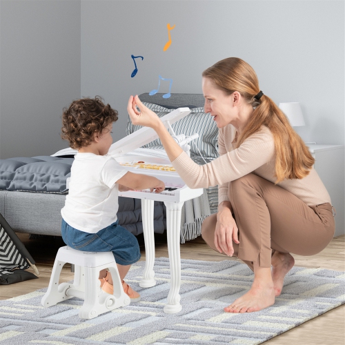Gymax 37 Keys Kids Piano Keyboard Toy Toddler Musical Instrument w/ Stool & Microphone