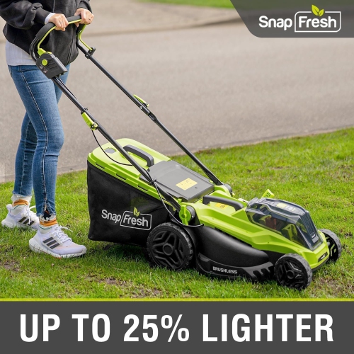SnapFresh 40V Cordless Electric Lawn Mower 16 Inch Brushless Push Mower with Dual 4.0Ah Batteries and Fast Charger