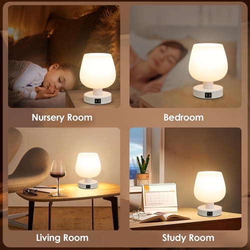 Bedside table touch lamp bedroom night light soft light reading lamp with USB interface suitable for bedroom living room