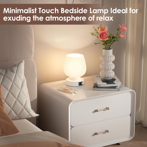Bedside table touch lamp bedroom night light soft light reading lamp with USB interface suitable for bedroom living room