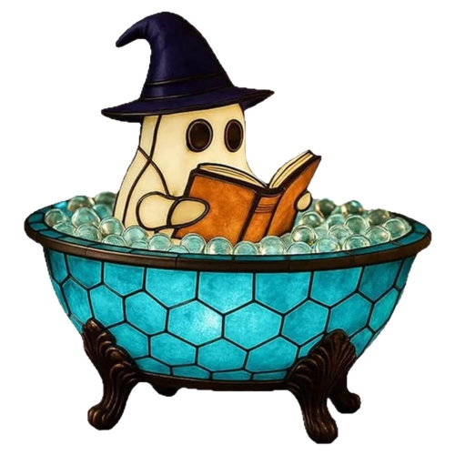 Ghost bubble bath lamp, Halloween bathroom decoration ghost night light, festive atmosphere lamp suitable for Halloween living room, bathroom,