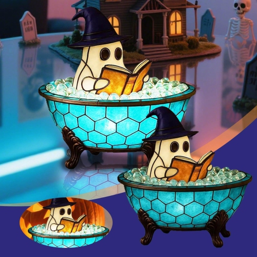 Ghost bubble bath lamp, Halloween bathroom decoration ghost night light, festive atmosphere lamp suitable for Halloween living room, bathroom,