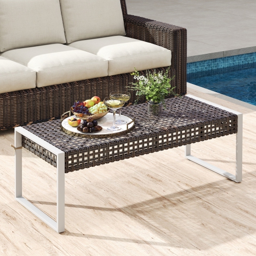 Gymax 43 Inch Patio Rectangle Ottoman w/ Metal Legs & Seat Cushion