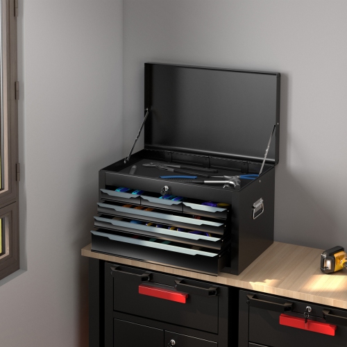 Gymax 24'' Tool Chest Case Steel Tool Box w/ 6 Drawers Top Storage Automatic Lock