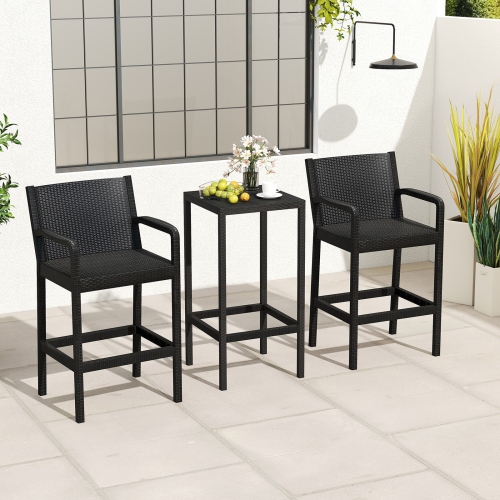 Gymax 3 Piece Patio Bar Set Bistro Table & Chairs w/ Heavy-Duty Metal Frame