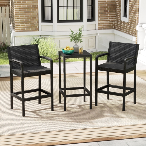 Gymax 3 Piece Patio Bar Set Bistro Table & Chairs w/ Heavy-Duty Metal Frame