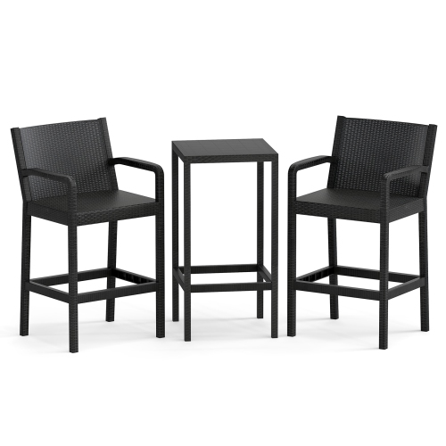 Gymax 3 Piece Patio Bar Set Bistro Table & Chairs w/ Heavy-Duty Metal Frame