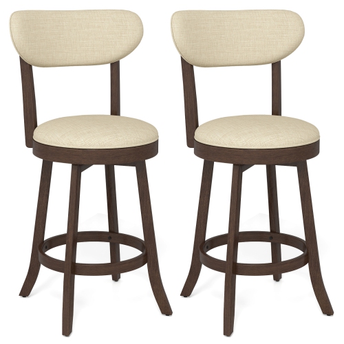 Gymax 25.5'' Counter Height Chairs Set of 4 w/ Padded Seat & Backrest Rubber Wood