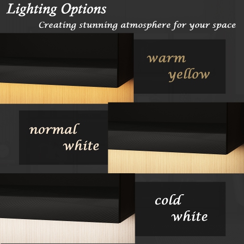 Famapy Modern Wall-Mounted TV Cabinet with LED Lighting, Three Drawers, and Storage,, Black High-Gloss Media Console, Fits Up to 65" TV