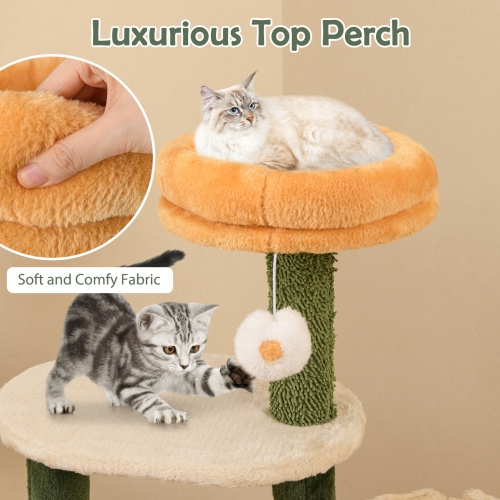 Gymax 45'' Tall Cat Tree Flower Multi-level Pet Activity Center Furniture w/Sisal Post