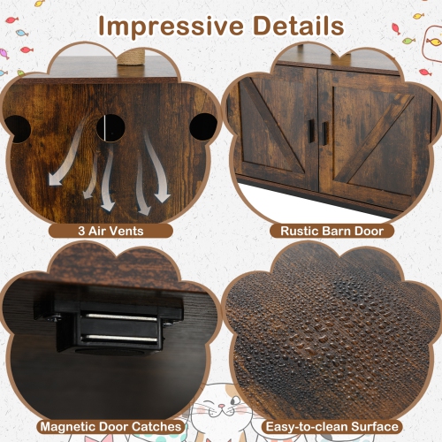 Gymax Cat Tree w/ Litter Box Enclosure w/ Hidden Washroom Scratching Posts & Pad