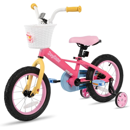 JOYSTAR 12 Inch Kids Bike for 2-7 Years Girls, Toddler Girls Bike with Training Wheels, Rainbow Bikes, Children Bicycle, Macaroon Pink