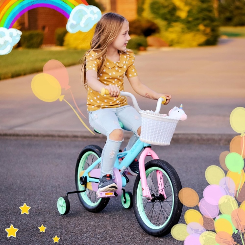 JOYSTAR 16 Inch Kids Bike for 2-7 Years Girls, Toddler Girls Bike with Training Wheels, Rainbow Bikes, Children Bicycle, Macaroon