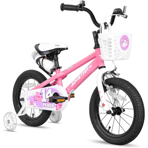 JOYSTAR Pluto 16 Inch Kids Bike with Light Up Training Wheels, Kids' Bicycle for Boys Girls Age 2-7 Years, Children Bikes, Pink