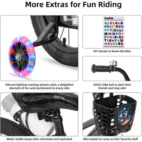 Vélo pour enfants de 14&nbsp;po Pluto de JOYSTAR avec roues d'entraînement lumineuses, vélo pour enfants pour filles de 2-7 ans, vélos pour enfants,