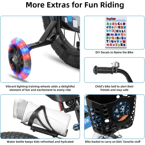 Vélo pour enfants de 16&nbsp;po Pluto de JOYSTAR avec roues d'entraînement lumineuses, vélo pour enfants pour filles de 2-7 ans, vélo pour enfants,