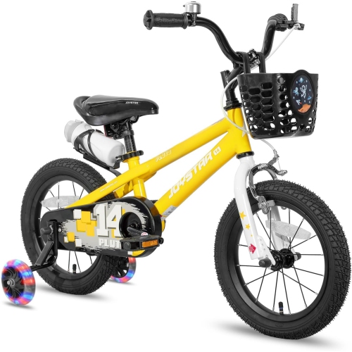 JOYSTAR Pluto 12 Inch Kids Bike with Light Up Training Wheels, Kids' Bicycle for Boys Girls Age 2-7 Years, Children Bikes, Yellow
